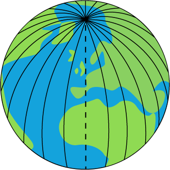 Lines of Longitude on a World Globe